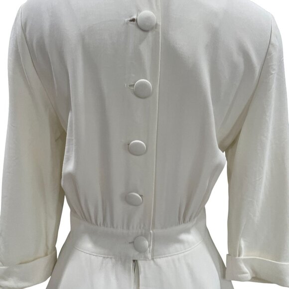 DB Designs Vintage Peplum Midi Dress Size 8 White Lace Modest Wedding USA - Picture 12 of 15